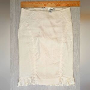 Bebe Linen White Pencil Skirt